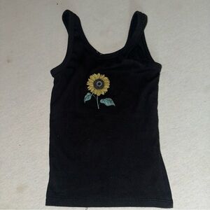 Kids Size XS Obsessive Love Black Sunflower Tank Top.